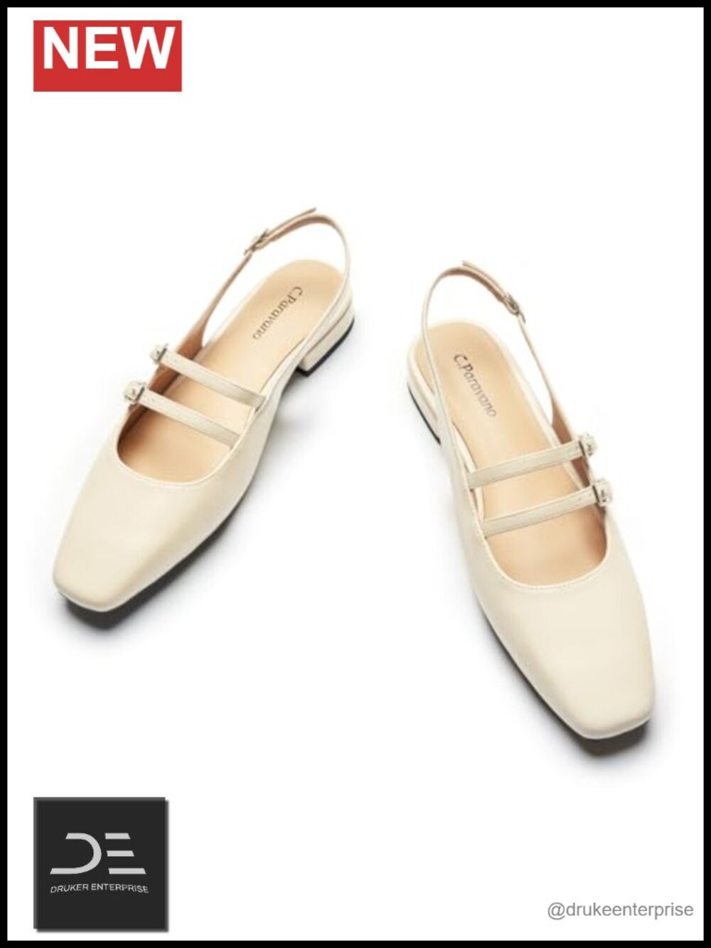 Women's Slingback Flats | Mary Jane Flats | Lambskin Leather Lining | Memory